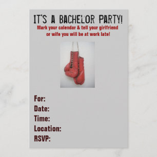 ボクシング手袋バチュラーパーティ招待状 招待状