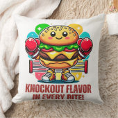 ボクシング手袋付きスマーおもしろいバーガーの衣装 クッション (ブランケット)