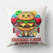 ボクシング手袋付きスマーおもしろいバーガーの衣装 クッション (裏面)