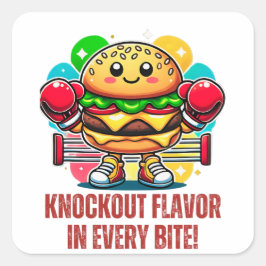 ボクシング手袋付きスマーおもしろいバーガーの衣装 スクエアシール