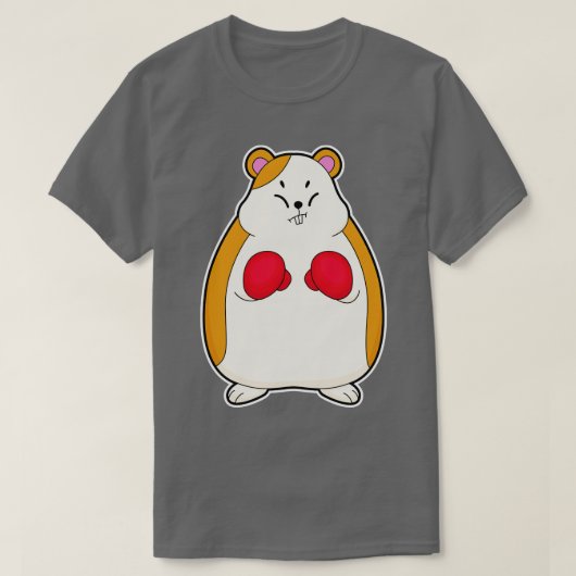 ボクシング手袋付きボクサーとしてのハムスター Tシャツ (デザイン正面)