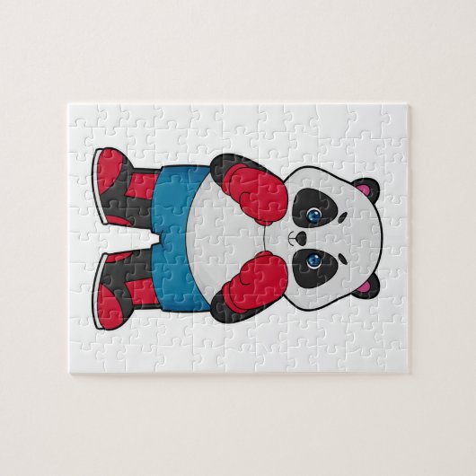 ボクシング手袋付きボクサーとしてのパンダ ジグソーパズル (横)