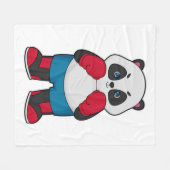 ボクシング手袋付きボクサーとしてのパンダ フリースブランケット (正面(横))
