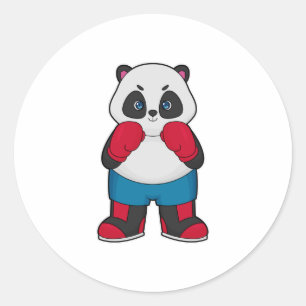 ボクシング手袋付きボクサーとしてのパンダ ラウンドシール