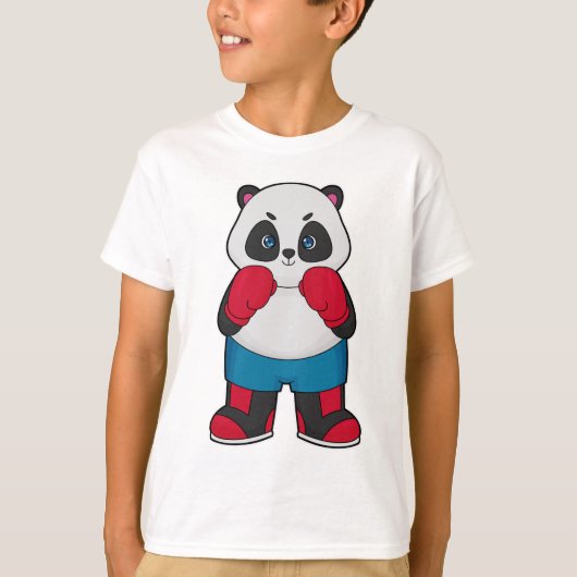 ボクシング手袋付きボクサーとしてのパンダ Tシャツ (正面)