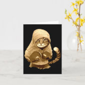 ボクシング手袋付き猫 カード (黄色い花)