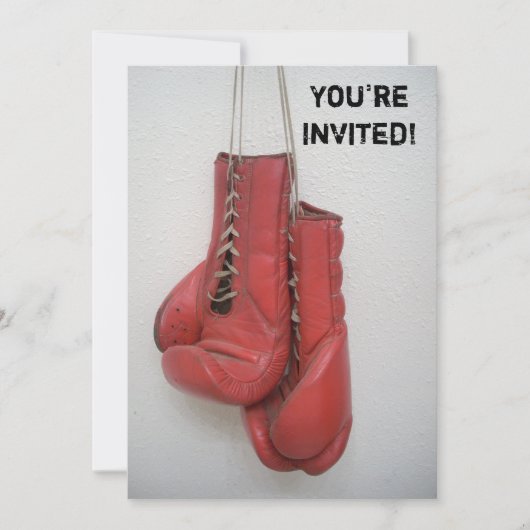 ボクシング手袋招待状誕生日/学士/任意 招待状 (正面)