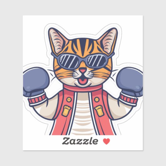 ボクシング手袋猫 シール (シート)