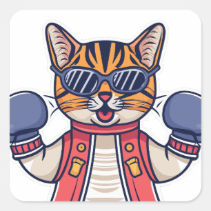 ボクシング手袋猫 スクエアシール