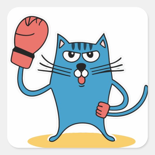 ボクシング手袋猫 スクエアシール (正面)