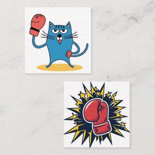 ボクシング手袋猫 スクエア名刺 (正面/裏面)