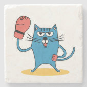 ボクシング手袋猫 ストーンコースター (正面)