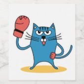 ボクシング手袋猫 ワインラベル (シングルラベル)