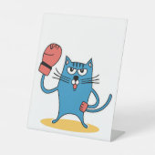 ボクシング手袋猫 台座サイン (正面)