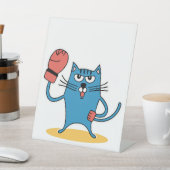 ボクシング手袋猫 台座サイン (インサイチュ)