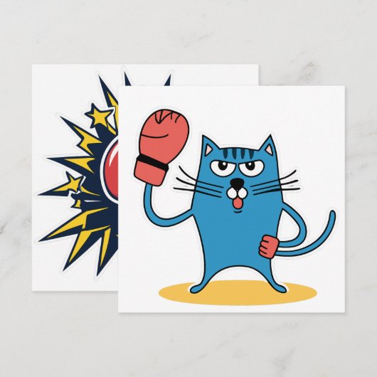 ボクシング手袋猫 招待状 (正面/裏面)