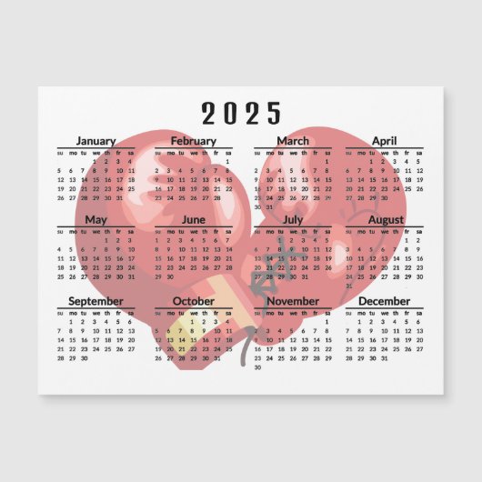 ボクシング手袋2025カレンダー磁気カード (正面)