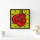 ボクシング手袋 スクエア壁時計 (ホーム)