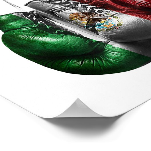 ボクシング手袋Tシャツ – メキシコヴィンテージ国旗 ポスター (角)