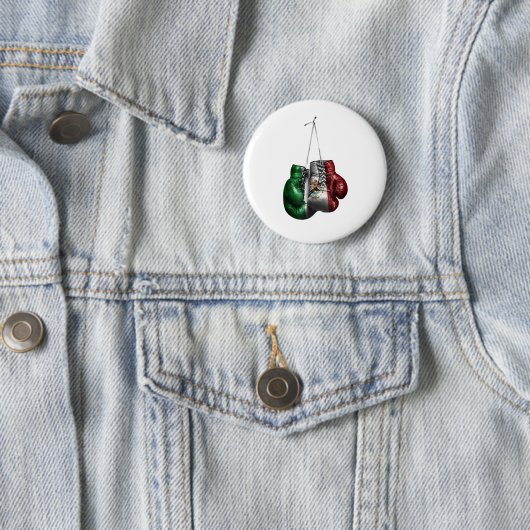 ボクシング手袋Tシャツ – メキシコヴィンテージ国旗 缶バッジ (インサイチュ)