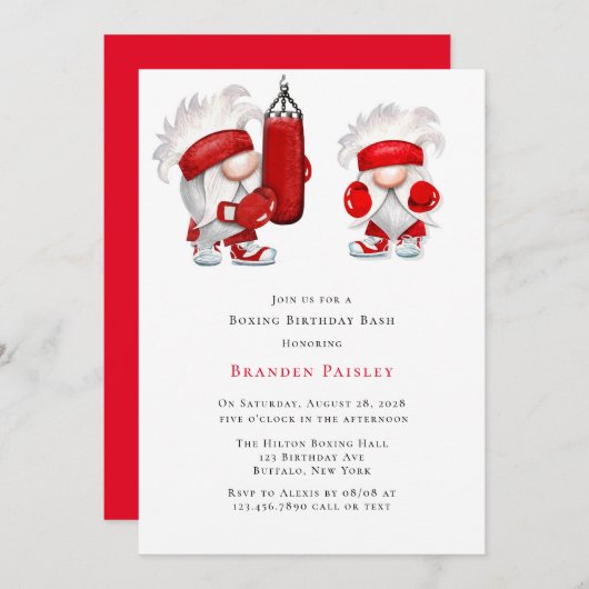 ボクシング格言誕生日Bash 招待状 (正面/裏面)