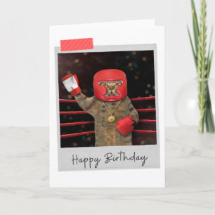 ボクシング猫おもしろい誕生日カード カード
