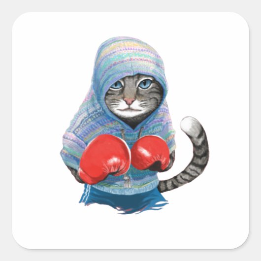 ボクシング猫 スクエアシール (正面)