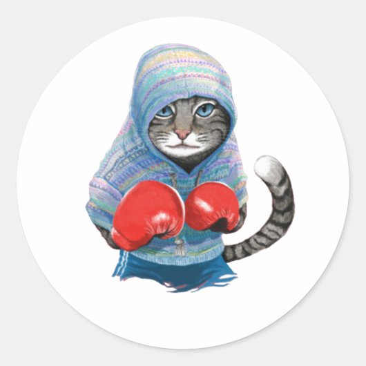 ボクシング猫 ラウンドシール (正面)