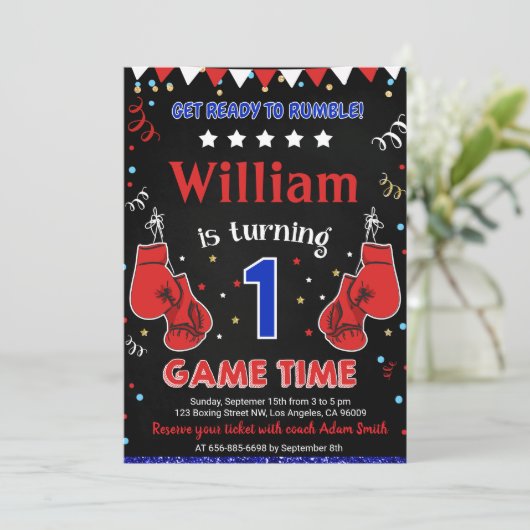 ボクシング誕生日パーティー招待箱スポーツ 招待状 (スタンド正面)