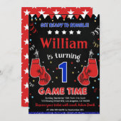 ボクシング誕生日パーティー招待箱スポーツ 招待状 (正面/裏面)