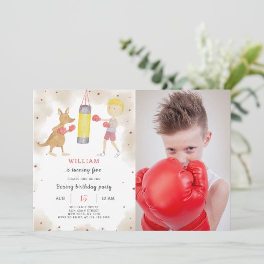 ボクシング誕生日招待状（写真付） 招待状 (スタンド正面)