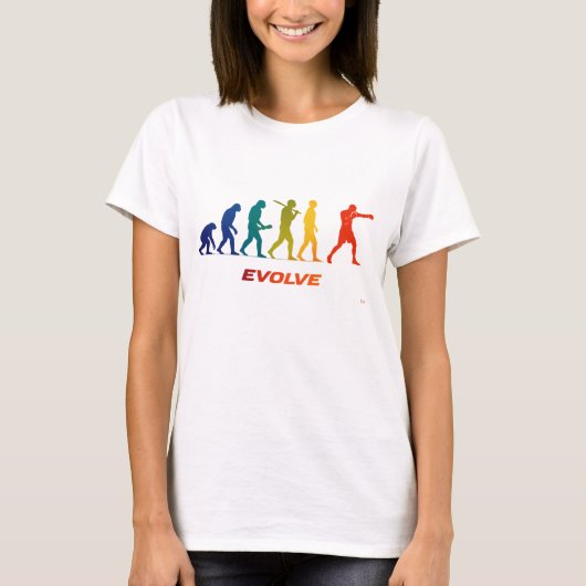 ボクシング進化シルエットファイター デザイン Tシャツ (正面)