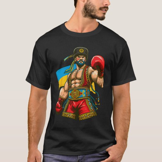 ボクシング ウクライナ人 ボクサー ウクライナ 国旗 Tシャツ (正面)