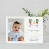 ボクシンプルウエレガントウッドのモノグラム写真緑金ゴールド 箔シーズンカード (立ち正面)