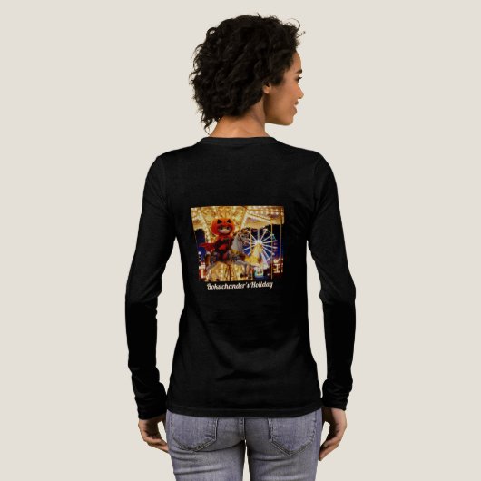 ボクチャンダーの休日 長袖Tシャツ レディース トライブレンドTシャツ (背面全体)