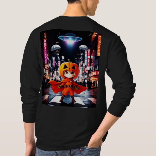 ボクチャンダーUFOデザイン 長袖Tシャツ Tシャツ (裏面)