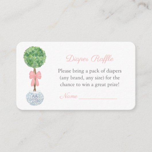 ボクックラシックド赤ちゃん女の子シャワーおむつラッフル エンクロージャーカード (正面)