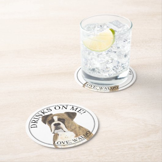 ボクパーソナライズされたサードブ結婚ック ラウンドペーパーコースター (インサイチュ)