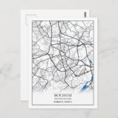 ボクムドイツランドシティ地図シンプル旅行ミニマル ポストカード (正面/裏面)