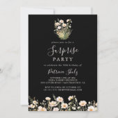 ボクラシックホ赤面ワイルドフラワーブラックサプライズパーティー 招待状 (正面)