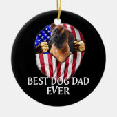 ボク最高のサーパパ今まで可愛い犬の恋人アメリカ国旗 セラミックオーナメント (正面)