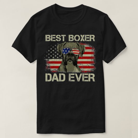 ボク最高のサーパパEVER DOG LOVER AMERICAN FLAG GIFT Tシャツ (デザイン正面)