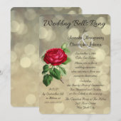 ボケたライトに赤いバラ　結婚式後の披露宴の招待状 招待状 (正面/裏面)