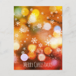 ボケた鮮やかな光の雪の結晶 - モダンなクリスマス シーズンポストカード