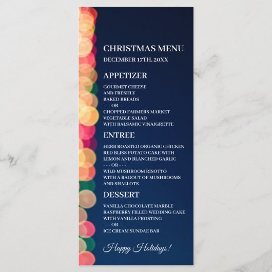ボケのあるツリーライト クリスマス メニュー (正面)