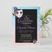 ボケぼかしティアラ、マスカレード quinceañera 招待状 (スタンド正面)