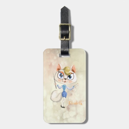 ボケを背景にした愛らしい子猫 ラゲッジタグ (正面縦)
