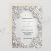 ボケアヴィリア グリーン ゴールド ウェディング アート ヌーボー ムーハ 招待状 (正面/裏面)