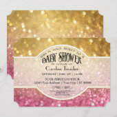 ボケッベイビー ムービー プレミア チケット スタイル ピンク スパークル 招待状 (正面/裏面)