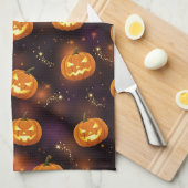 ボケハロウィン | 光るジャック・オ・ランタン (4) キッチンタオル (四つ折り)